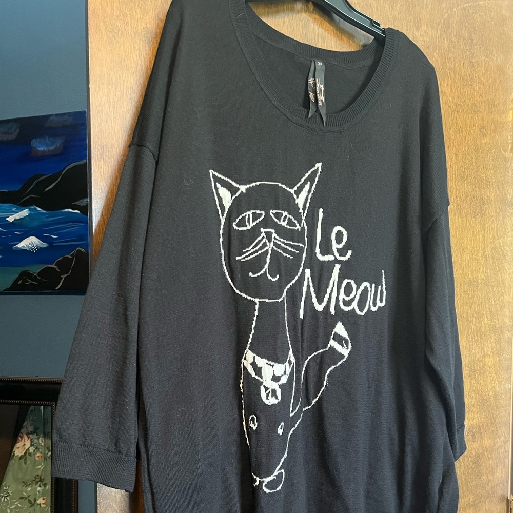 Melissa McCarthy Lane Bryant Sweater - Black with Cat